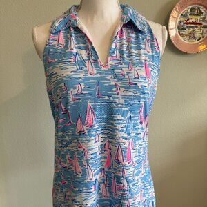 Lilly Pulitzer Blue and Pink Sailboat Print Tank Top